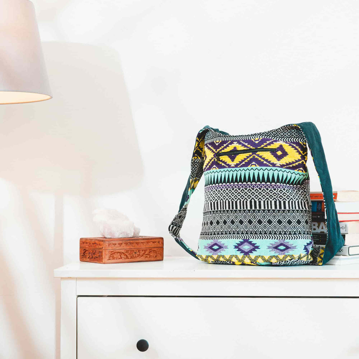 Aga’s Own Boho Umhängetasche - Festival Crossbody Handtasche für Damen, Ethnisch Baumwollschultertasche | Perfekt für Strandausflüge