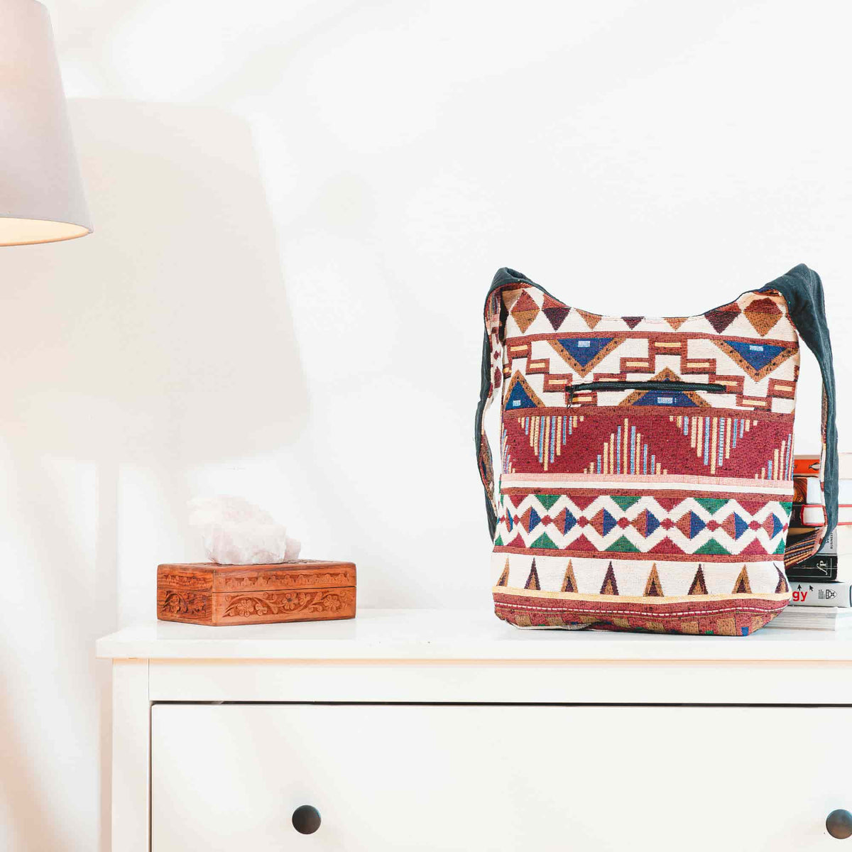 Aga’s Own Boho Umhängetasche - Festival Crossbody Handtasche für Damen, Ethnisch Baumwollschultertasche | Perfekt für Strandausflüge