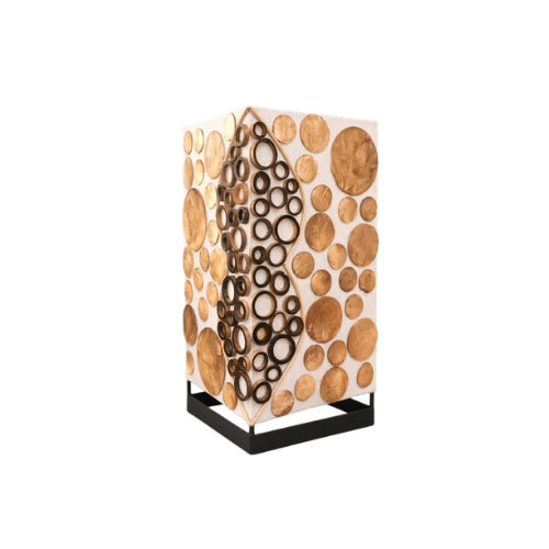 Capiz-Tischlampe | Bambusmuster - Gold