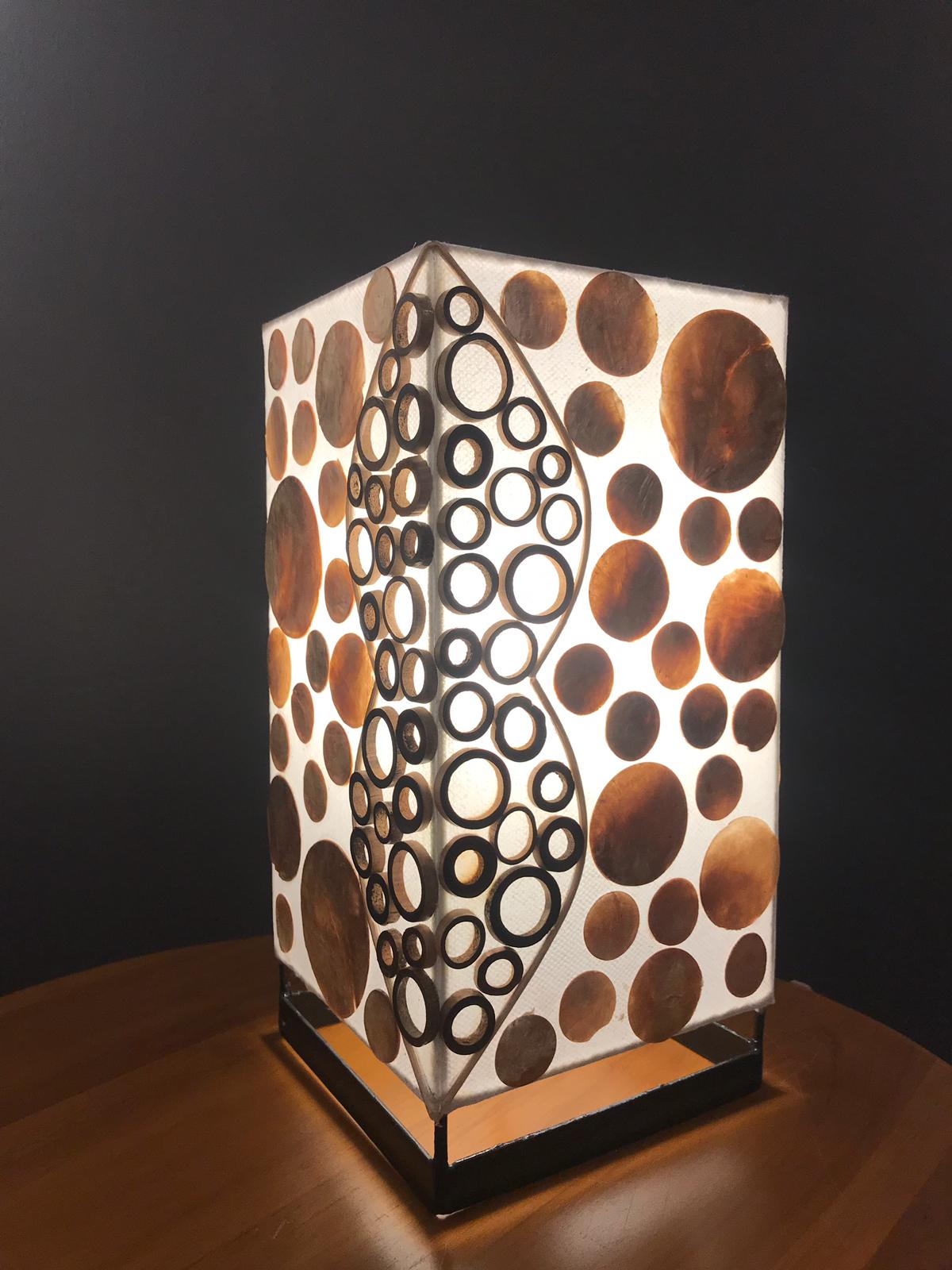 Capiz-Tischlampe | Bambusmuster - Gold