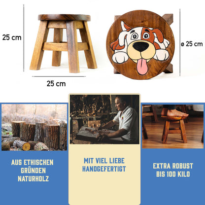Kinderhocker Holz Hocker - motiv "Hund" | Handbemalt