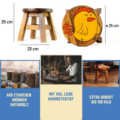 Kinderhocker Holz Hocker - motiv "Küken" | Handbemalt