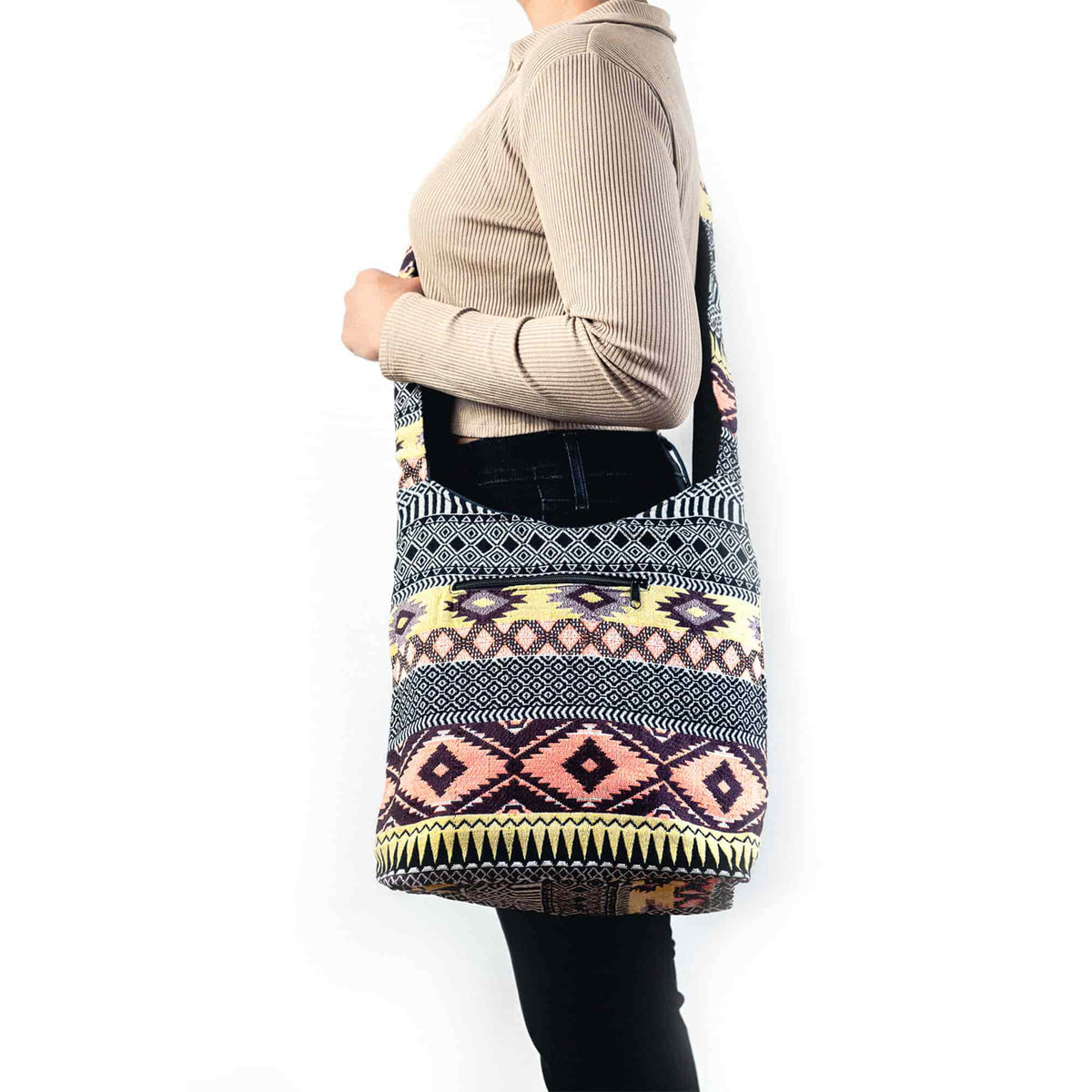 Aga’s Own Boho Umhängetasche - Festival Crossbody Handtasche für Damen, Ethnisch Baumwollschultertasche | Perfekt für Strandausflüge