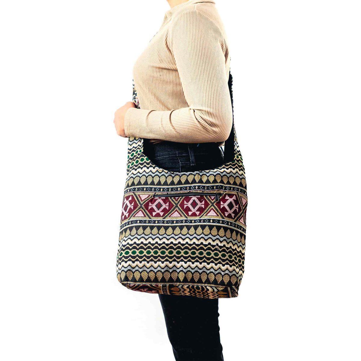 Aga’s Own Boho Umhängetasche - Festival Crossbody Handtasche für Damen, Ethnisch Baumwollschultertasche | Perfekt für Strandausflüge