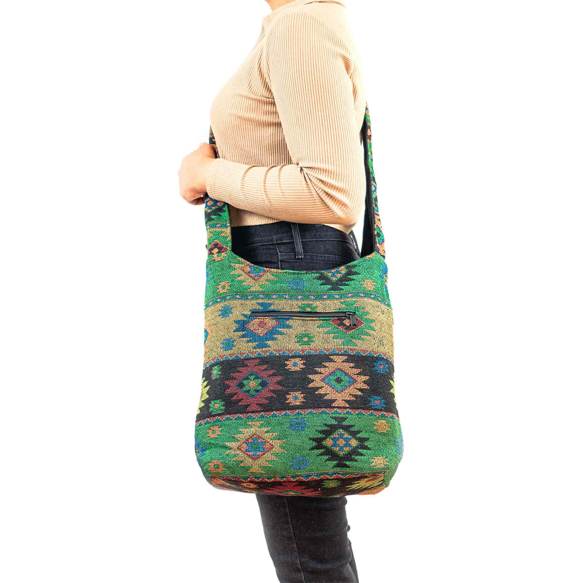 Aga’s Own Boho Umhängetasche - Festival Crossbody Handtasche für Damen, Ethnisch Baumwollschultertasche | Perfekt für Strandausflüge