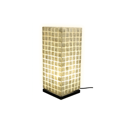 Capiz-Tischlampe | Quadratmuster