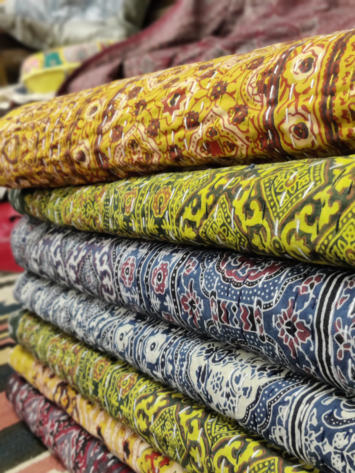 Cotton Rali Decke - Luxuriöse Handgedruckte Boho Tagesdecke 220x250 cm aus 100% Baumwolle – Perfekt als Kühldecke Bett, Sofaüberwurf, Couchdecke, Bettüberwurf und Wohn- &amp; Kuscheldecke – Leichte Sommerdecke in 6 Farben