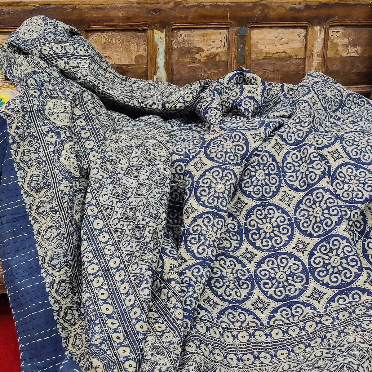 Cotton Rali Decke - Luxuriöse Handgedruckte Boho Tagesdecke 220x250 cm aus 100% Baumwolle – Perfekt als Kühldecke Bett, Sofaüberwurf, Couchdecke, Bettüberwurf und Wohn- &amp; Kuscheldecke – Leichte Sommerdecke in 6 Farben