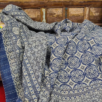 Cotton Rali Decke - Luxuriöse Handgedruckte Boho Tagesdecke 220x250 cm aus 100% Baumwolle – Perfekt als Kühldecke Bett, Sofaüberwurf, Couchdecke, Bettüberwurf und Wohn- &amp; Kuscheldecke – Leichte Sommerdecke in 6 Farben