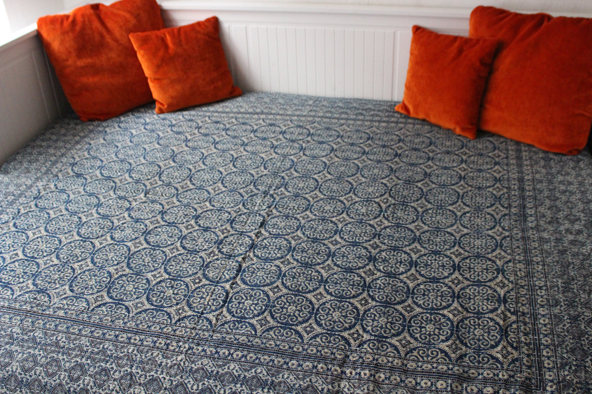 Cotton Rali Decke - Luxuriöse Handgedruckte Boho Tagesdecke 220x250 cm aus 100% Baumwolle – Perfekt als Kühldecke Bett, Sofaüberwurf, Couchdecke, Bettüberwurf und Wohn- &amp; Kuscheldecke – Leichte Sommerdecke in 6 Farben
