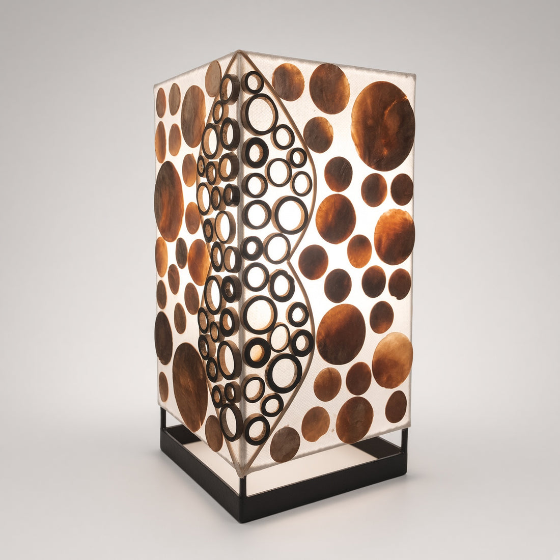 Capiz-Tischlampe | Bambusmuster - Gold