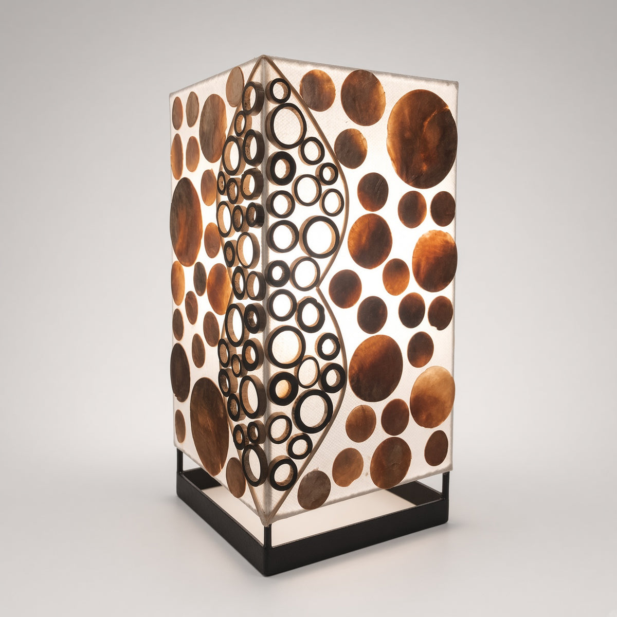 Capiz-Tischlampe | Bambusmuster - Gold