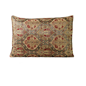 Kissenbezug mit rot-grün-goldenem Paisley-Blumenmuster, Größe 40x60 cm