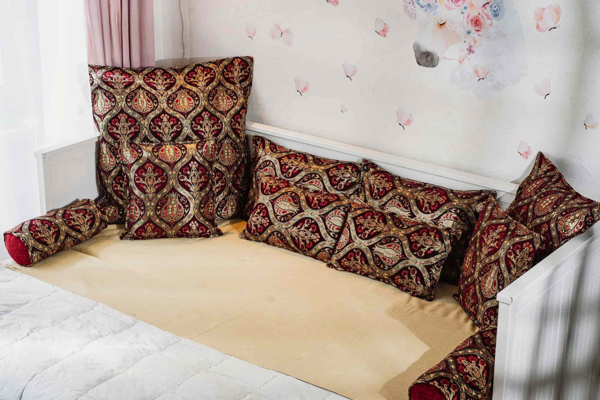 Kissenbezüge mit Paisley Muster – Weinrot | Aga&