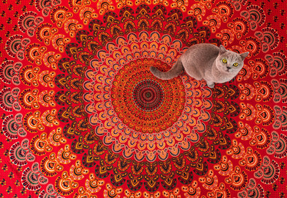Wanddekoration aus 100% Baumwolle ca. 205 x 235 cm, Wandtuch für Zuhause, Strandtuch / großes Tapestry, Wandteppich Mandala