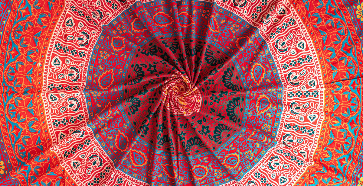 Wanddekoration aus 100% Baumwolle ca. 205 x 235 cm, Wandtuch für Zuhause, Strandtuch / großes Tapestry, Wandteppich Mandala