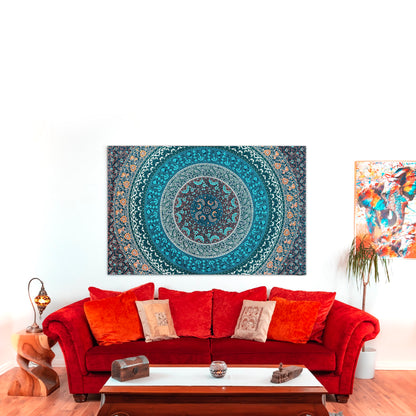 Wanddekoration aus 100% Baumwolle ca. 205 x 235 cm, Wandtuch für Zuhause, Strandtuch / großes Tapestry, Wandteppich Mandala