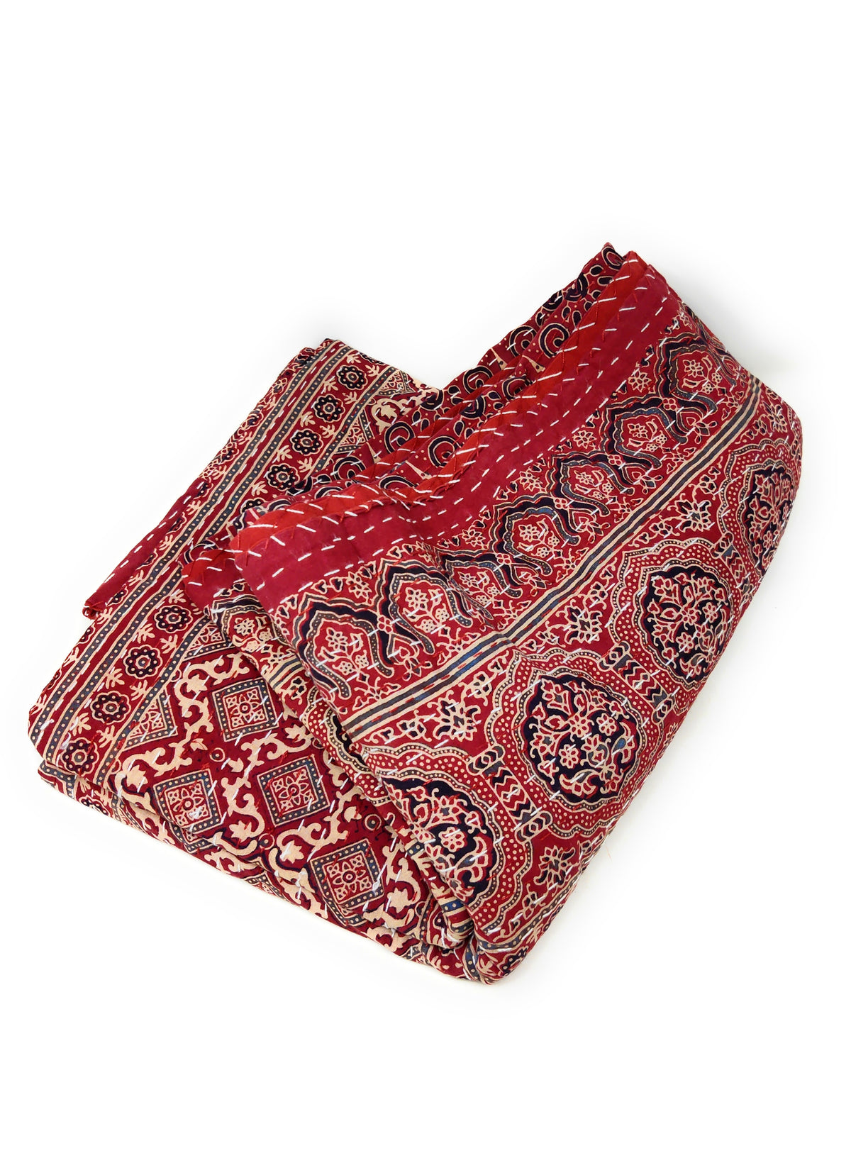 Cotton Rali Decke - Luxuriöse Handgedruckte Boho Tagesdecke 220x250 cm aus 100% Baumwolle – Perfekt als Kühldecke Bett, Sofaüberwurf, Couchdecke, Bettüberwurf und Wohn- &amp; Kuscheldecke – Leichte Sommerdecke in 6 Farben