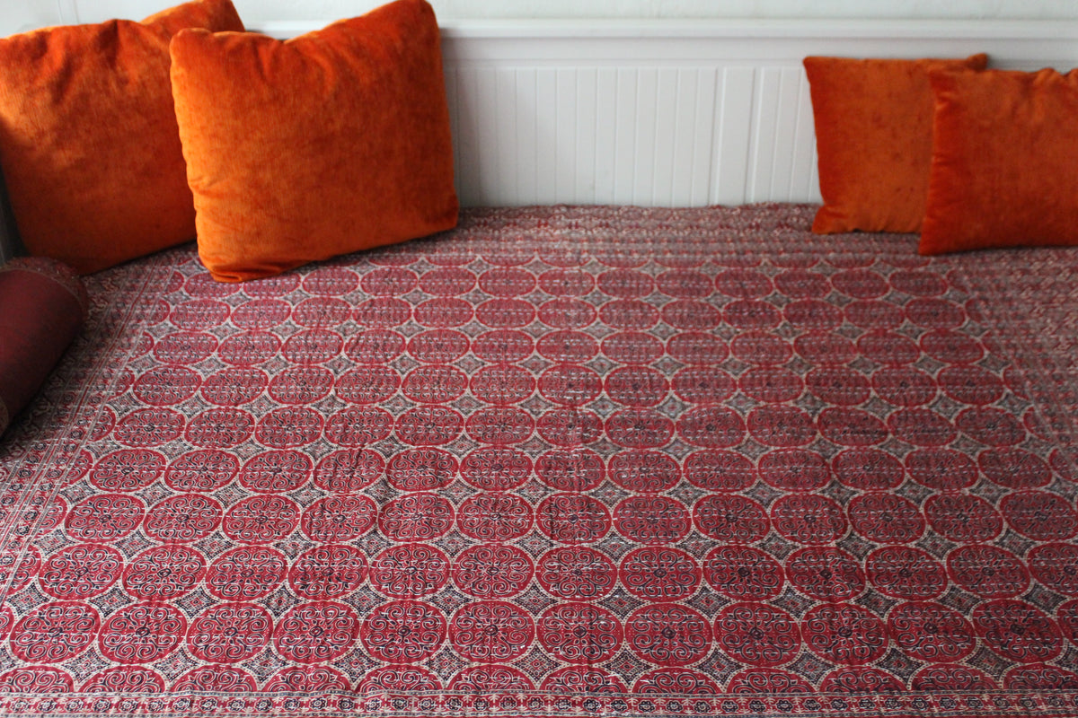 Cotton Rali Decke - Luxuriöse Handgedruckte Boho Tagesdecke 220x250 cm aus 100% Baumwolle – Perfekt als Kühldecke Bett, Sofaüberwurf, Couchdecke, Bettüberwurf und Wohn- &amp; Kuscheldecke – Leichte Sommerdecke in 6 Farben
