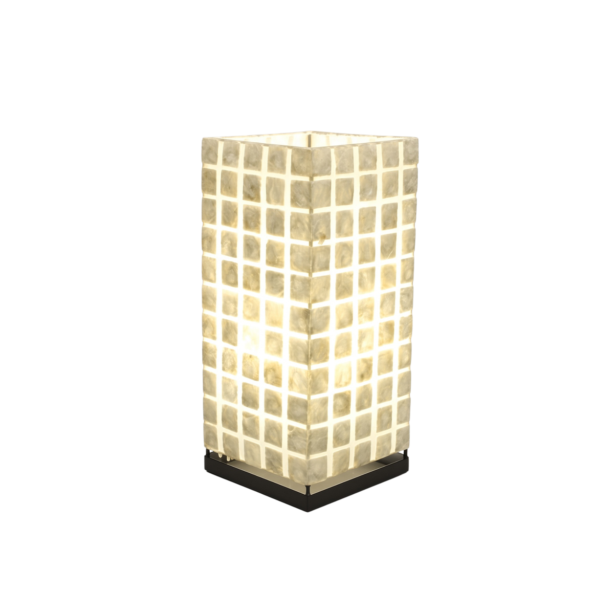Capiz-Tischlampe | Quadratmuster