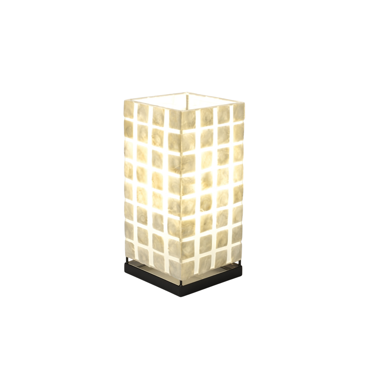 Capiz-Tischlampe | Quadratmuster