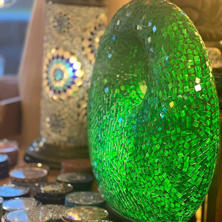 Mosaik-Tischlampe | Donut-Form | 50 x 50 cm