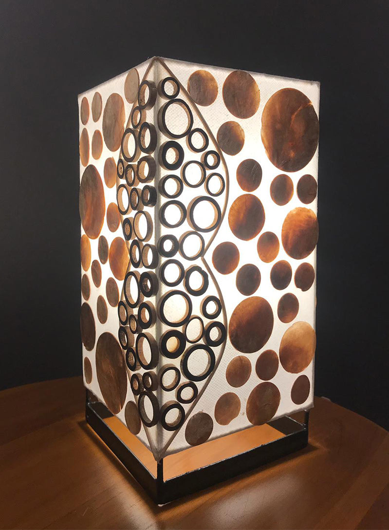 Capiz-Tischlampe | Bambusmuster - Gold