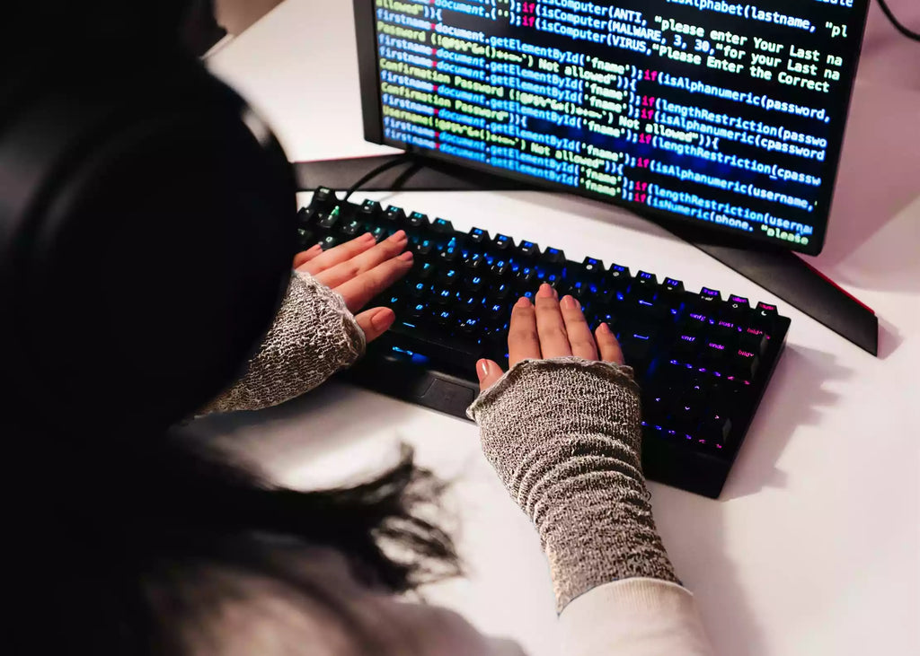 Armstulpen Blau Strick - Goth Style Handwärmer & Pulswärmer