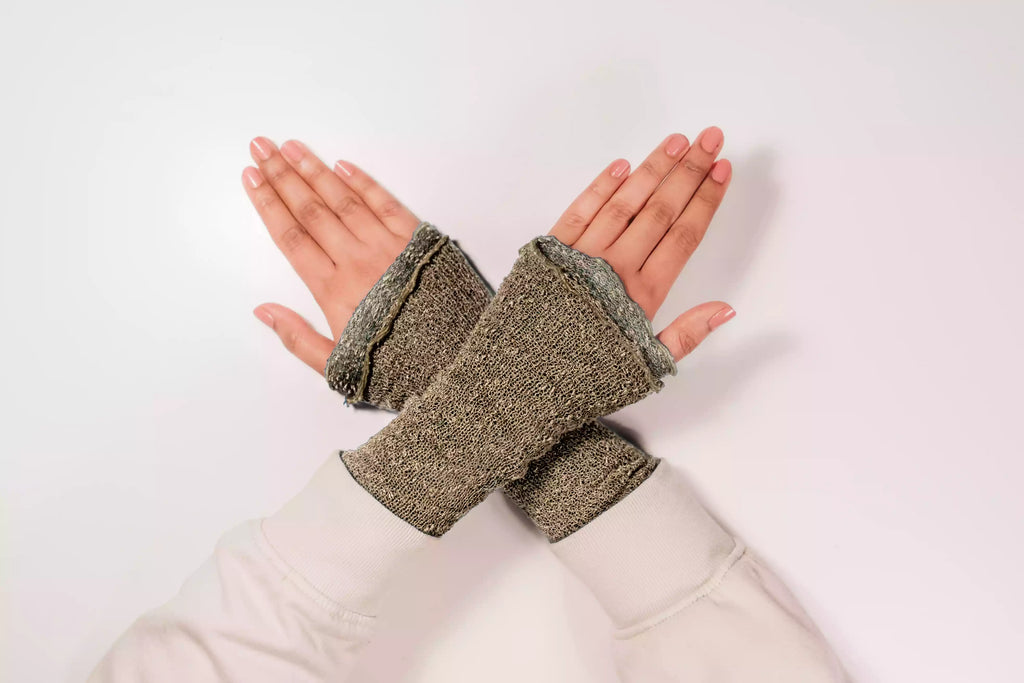 Fingerlose Handschuhe Damen Beige aus Baumwolle - Warm & Weich für Winter