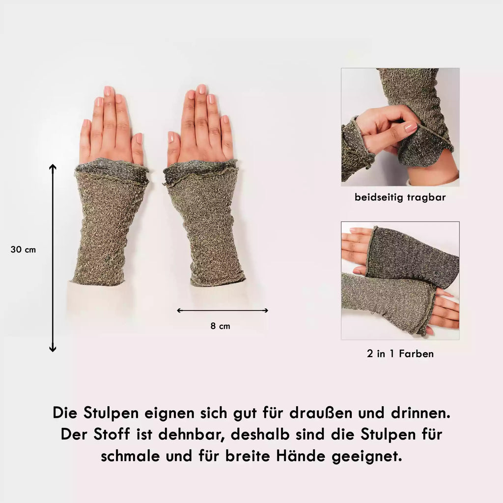 Damen Pulswärmer Braun - Fingerlos mit Daumenloch ideal fürs Büro