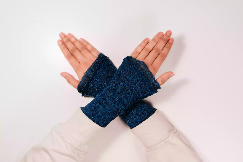 Armwärmer Grün Damen Lang - Fingerlose Handschuhe für Gaming & Tippen