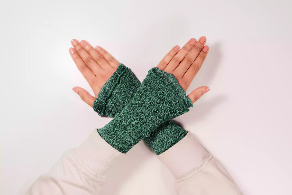 Fingerlose Handschuhe Damen Beige aus Baumwolle - Warm &amp; Weich für Winter