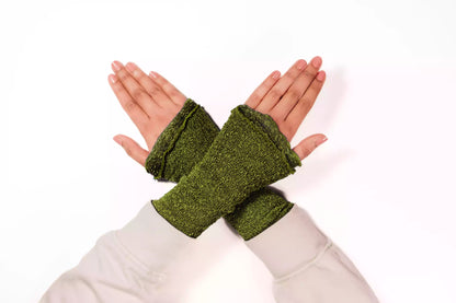 Armwärmer Grün Damen Lang - Fingerlose Handschuhe für Gaming &amp; Tippen