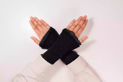 Armwärmer black Damen Lang - Fingerlose Handschuhe für Gaming &amp; Tippen