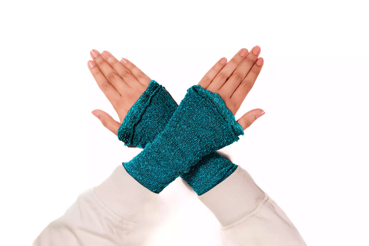 Armstulpen sky blue turkis Strick - Goth Style Handwärmer &amp; Pulswärmer