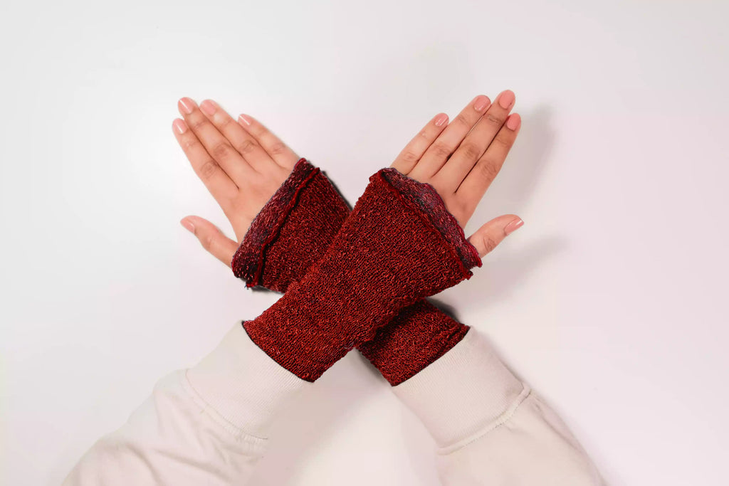 Armstulpen Blau Strick - Goth Style Handwärmer & Pulswärmer