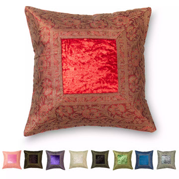Orientalische Samt & Brokatkissenhülle, Kissenbezug, Dekokissen 40*40 cm -  braun 
