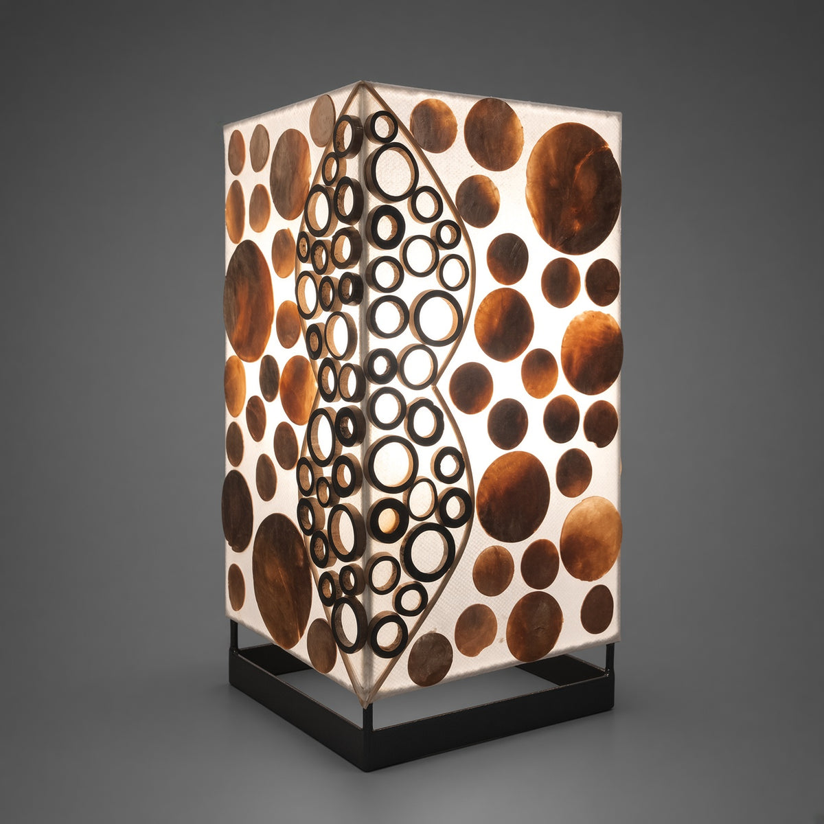 Capiz-Tischlampe | Bambusmuster - Gold
