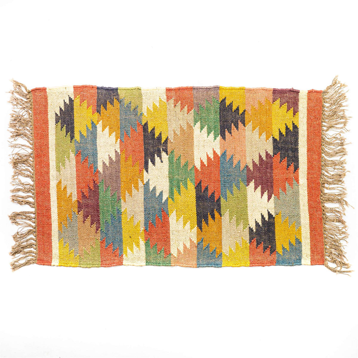 Kelim Teppich Läufer Wolle &amp; Jute Indisch 60x100cm Handgewebt Orient Teppich AO