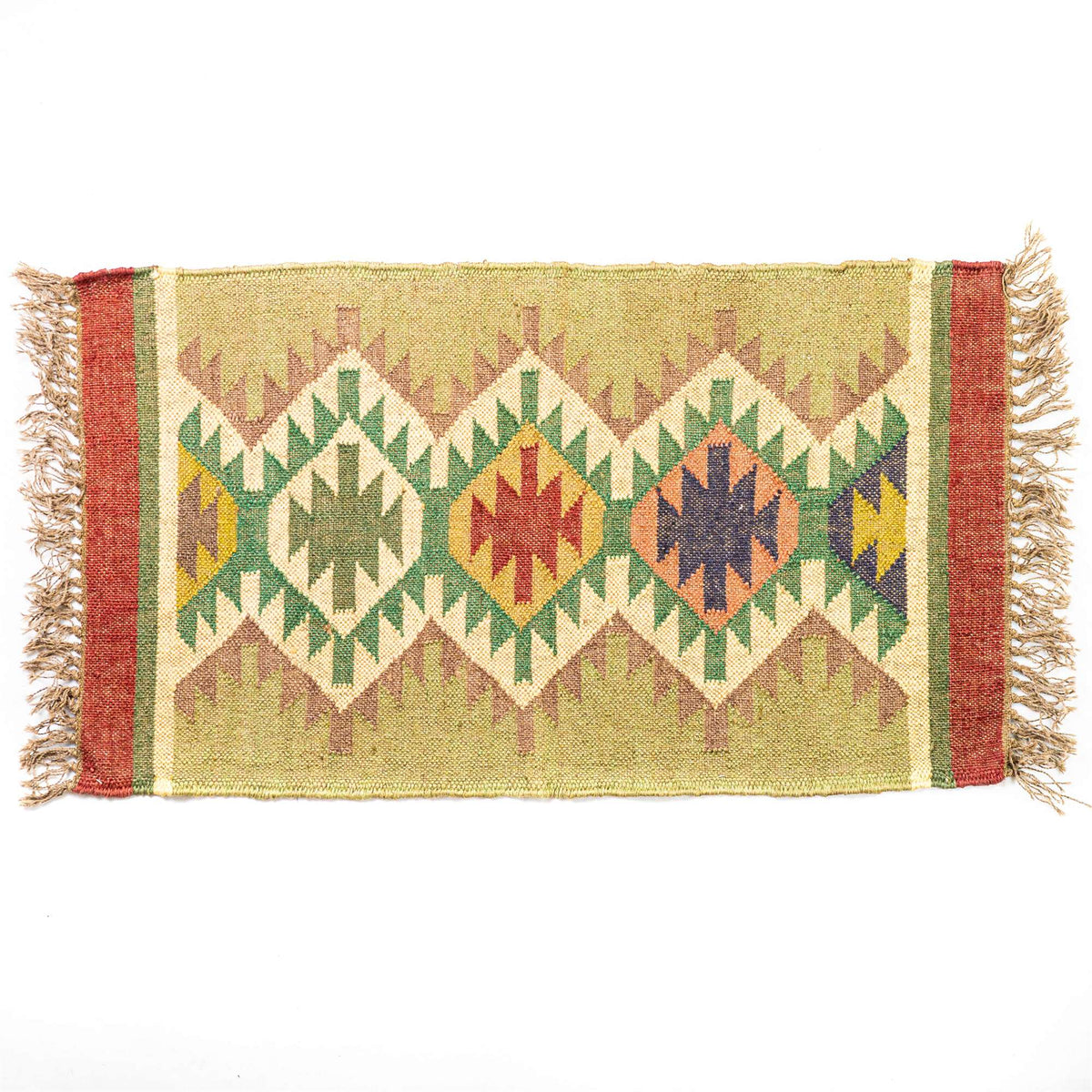 Kelim Teppich Läufer Wolle &amp; Jute Indisch 60x100cm Handgewebt Orient Teppich AO