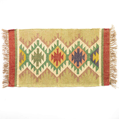 Kelim Teppich Läufer Wolle &amp; Jute Indisch 60x100cm Handgewebt Orient Teppich AO