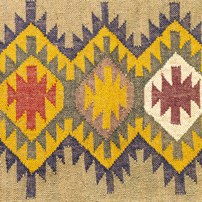 Kelim Teppich Läufer Wolle &amp; Jute Indisch 60x100cm Handgewebt Orient Teppich AO