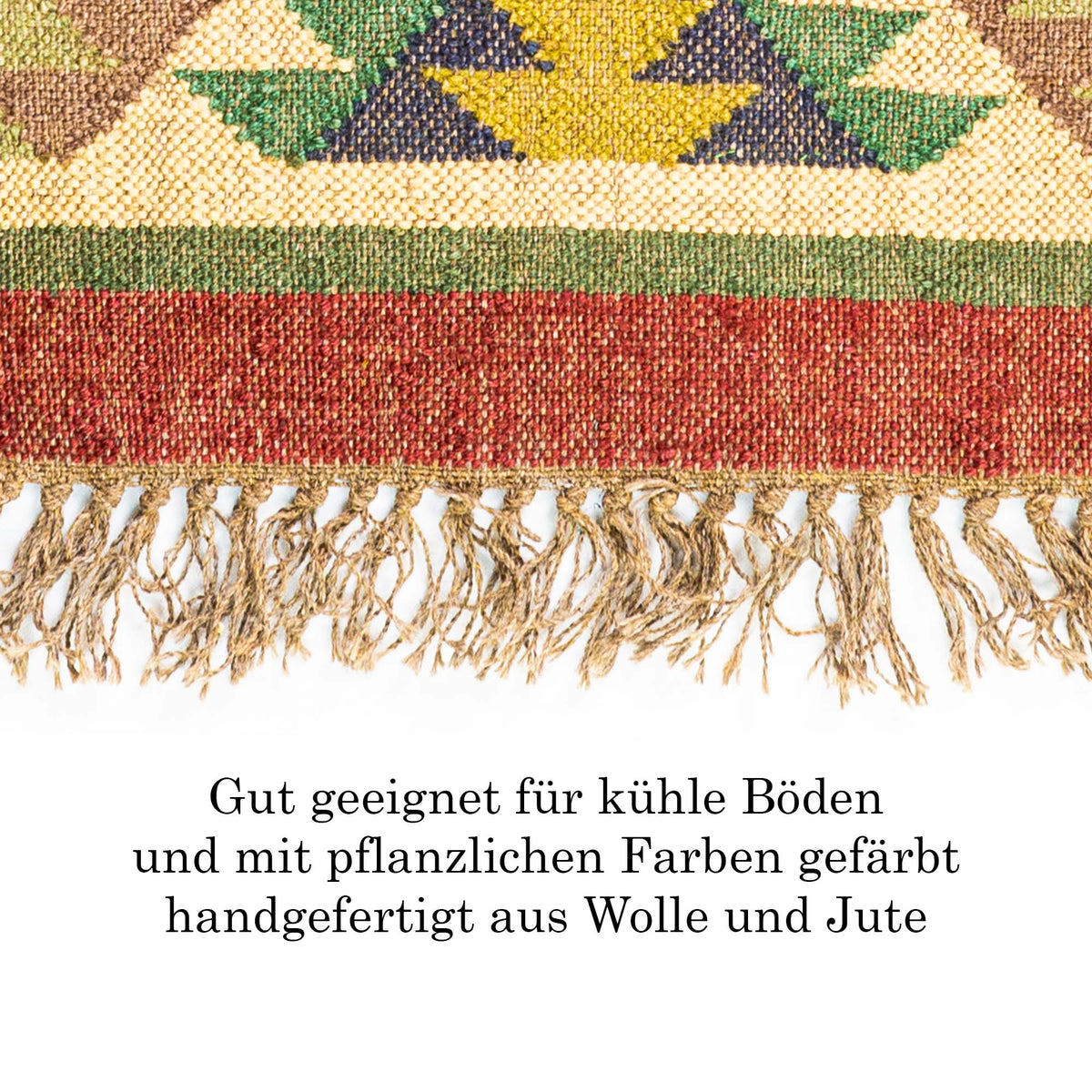 Kelim Teppich Läufer Wolle &amp; Jute Indisch 60x100cm Handgewebt Orient Teppich AO
