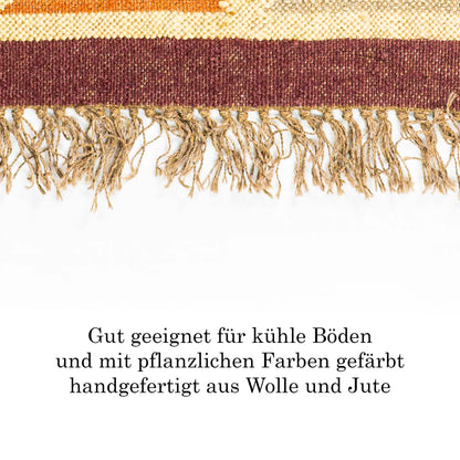Kelim Teppich Läufer Wolle &amp; Jute Indisch 60x100cm Handgewebt Orient Teppich AO