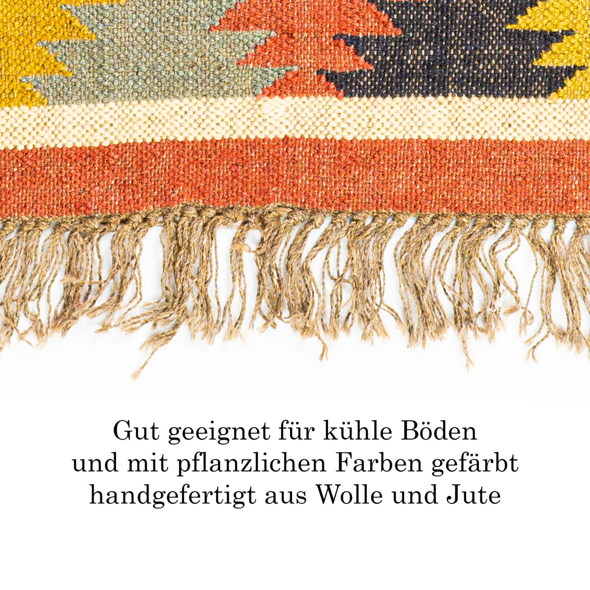 Kelim Teppich Läufer Wolle &amp; Jute Indisch 60x100cm Handgewebt Orient Teppich AO