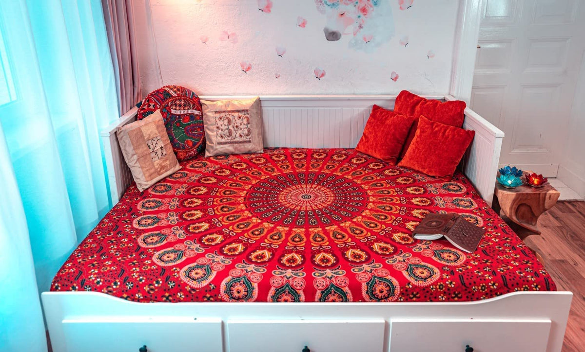 Wanddekoration aus 100% Baumwolle ca. 205 x 235 cm, Wandtuch für Zuhause, Strandtuch / großes Tapestry, Wandteppich Mandala