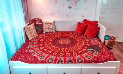 Wanddekoration aus 100% Baumwolle ca. 205 x 235 cm, Wandtuch für Zuhause, Strandtuch / großes Tapestry, Wandteppich Mandala