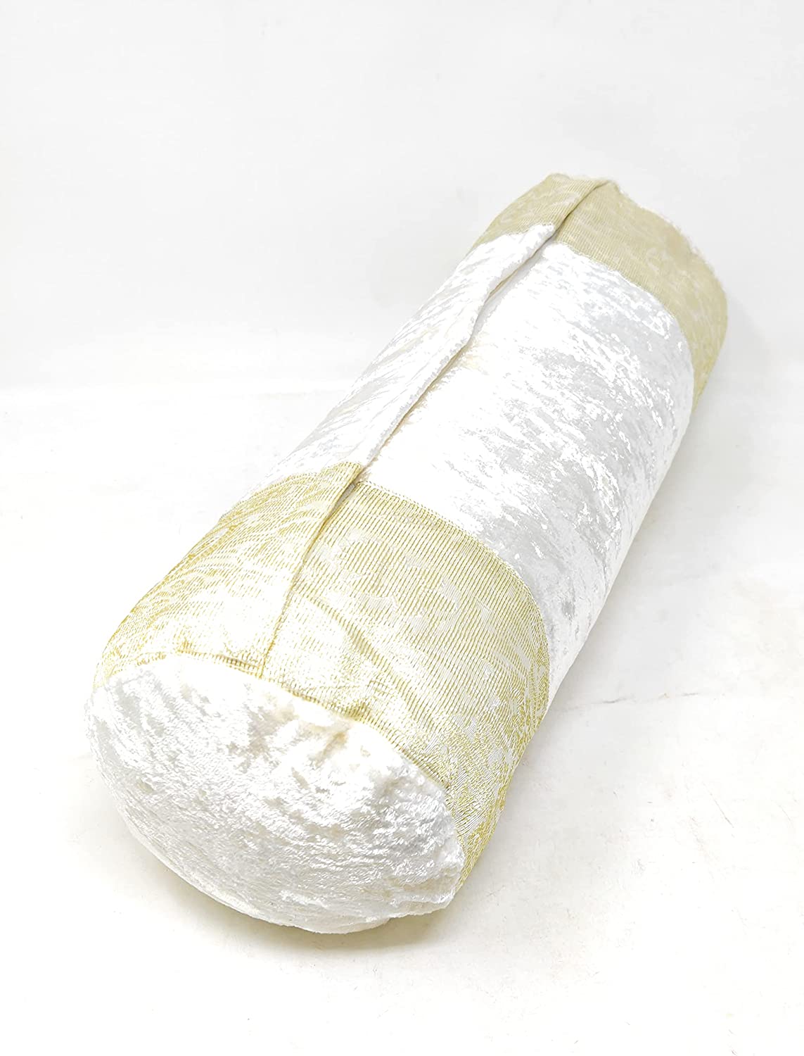 Nackenrolle, Kopfkissen mit waschbarem Bezug, geeignet für Allergiker, Kissen mit Baumwolle gefüllt, Dekokissen aus Samt &amp; Brokat