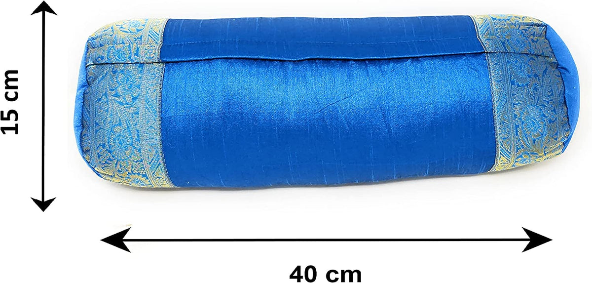 Nackenrolle, Kopfkissen mit waschbarem Bezug, geeignet für Allergiker, Kissen mit Baumwolle gefüllt, Dekokissen aus Samt &amp; Brokat