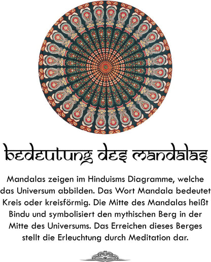 Wanddekoration aus 100% Baumwolle ca. 205 x 235 cm, Wandtuch für Zuhause, Strandtuch / großes Tapestry, Wandteppich Mandala